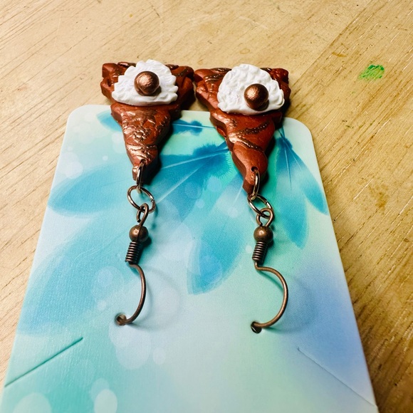 Hand Crafted Copper Gnome Polymer Clay Earrings - Picture 4 of 5